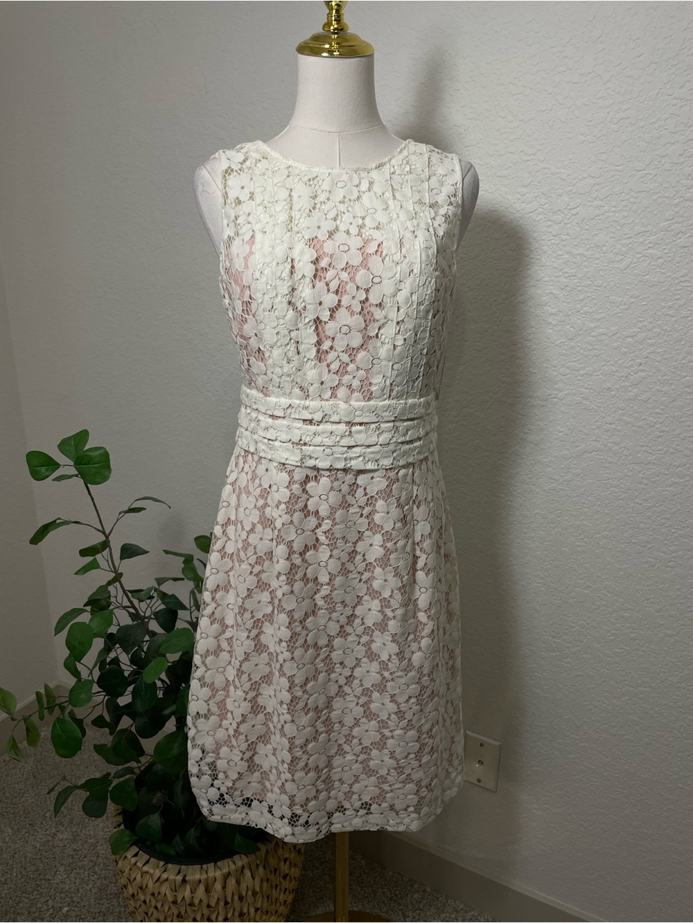 Donna Morgan Ivory Floral Lace Sheath Dress Size 6 NWT